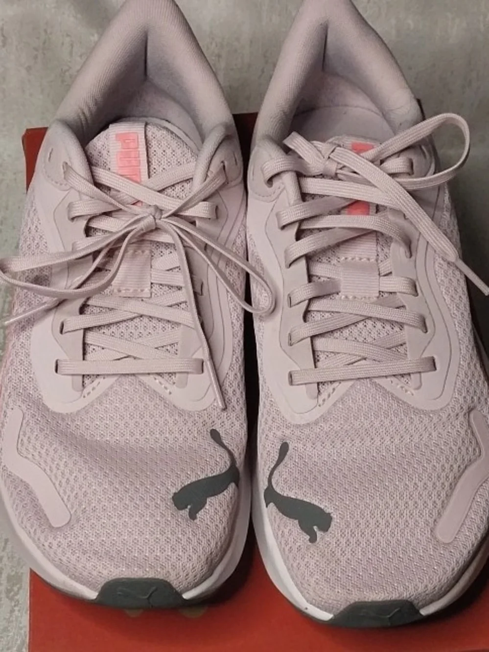 Puma Women's 9.5 Light Pink Athletic Sneakers with Coral & Charcoal Accents